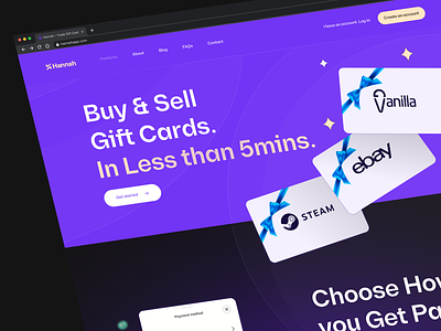 Hannah® - Website Features page app branding design features page gift card trading illustration landing page ui uidesign ux uxdesignmastery website