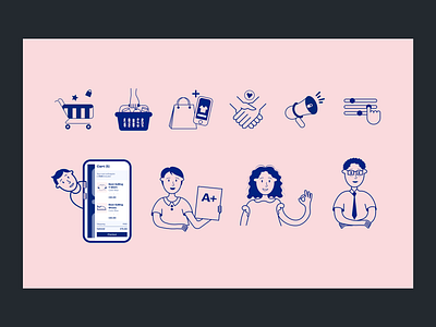 Brand Illustrations for Slide Cart characters icons illustration startup