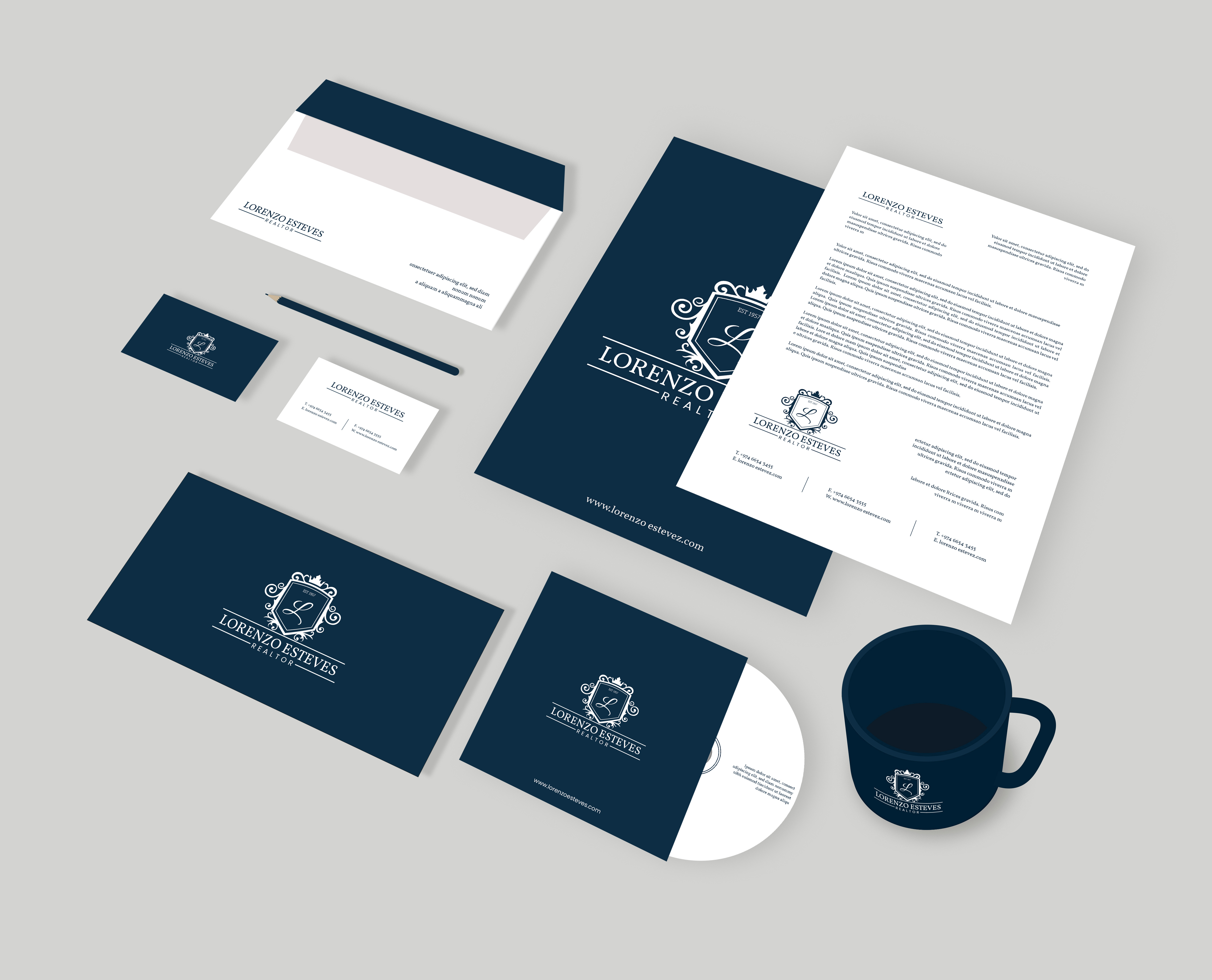 Real Estate Logo & Visual Identity Design branding dark blue dark green graphic design logo realestate realtor sales ui visual identity white