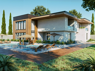 VILLA MODERN DESIGN 3d 3dmodeling animation architect branding graphic design logo motion graphics render rendering ui