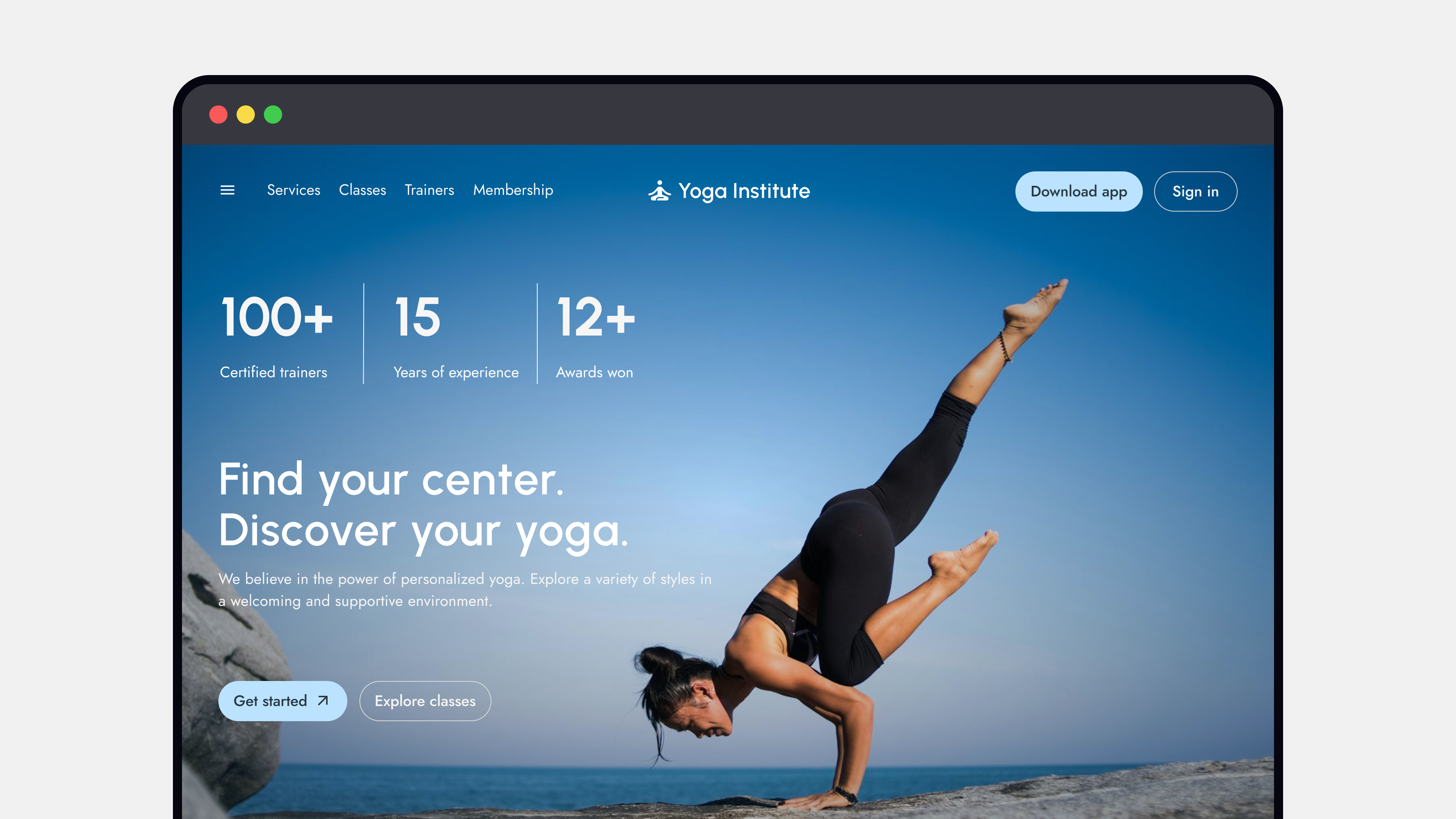 Find your practice at Yoga Institute lightmode macos ui ux ux writing