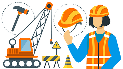Construction Worker Illustration blog branding design freelancer graphic design illustration landing page vector