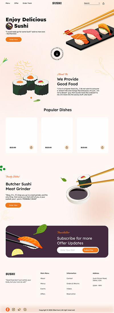 Sushi Landing Page adobe branding figma illustration illustrator landing page vector