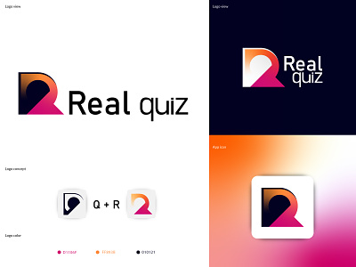 Real quiz abstract animation branding branding identity business logo designer gradient letter mark logo logo mark marketing logo modern quiz logo r q letter real quiz show logo simple logo symbol tech logo