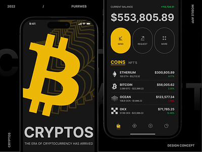 Cryptowallet Mobile IOS App android animation app app design bitcoin crypto crypto currency cryptocurrency dashboard design ios mobile mobile app mobile ui motion online purrweb startup ui ux