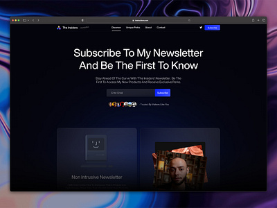 The Insiders Newsletter black blue concept dailyui design interface minimal modern newsletter ui uidesign ux website