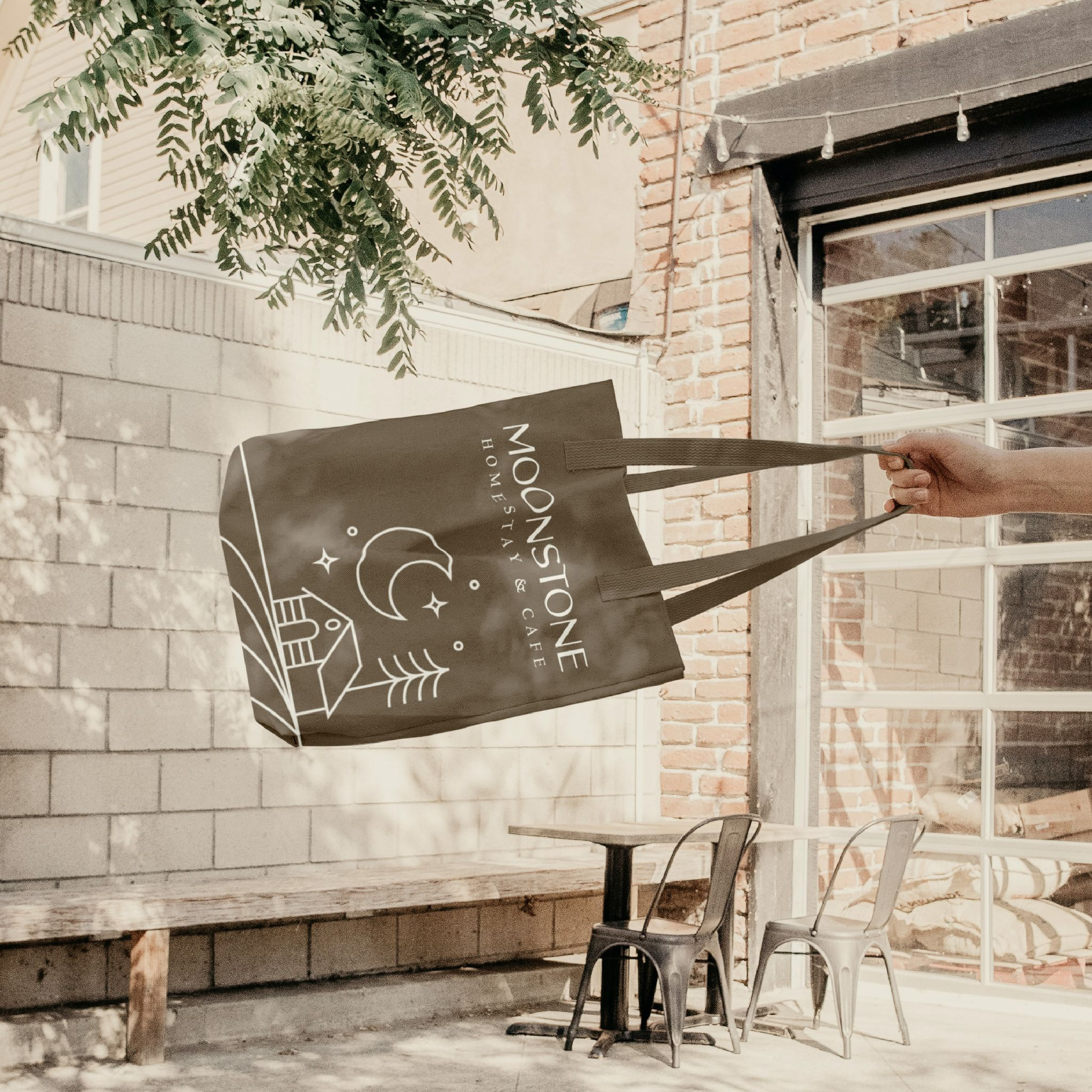 MOONSTONE HOMESTAY & CAFE BRAND IDENTITY branding design graphic design illustration logo logo design vector