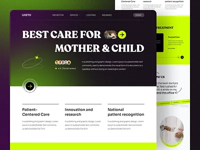 Mother & Child Care Landing Page Exploration appointment booking care child care doctor gynecologist gynecology health healthcare medical mother care online website