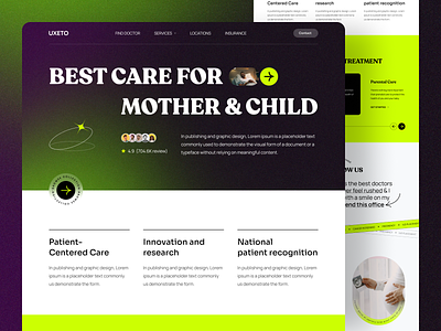 Medical healthcare website landing page appointment booking care child care doctor gynecologist gynecology health healthcare medical mother care online website