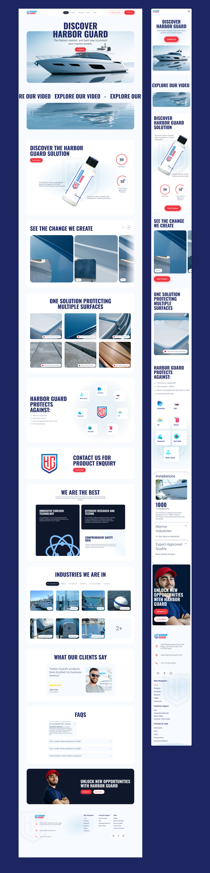 Complete Website Landing Page for Harbor Guard - Marine Product boat ui complete landing page harborguard inspirations landing page landing page ui marrine products ui ui design uiux ux design visual design visual ui design inspiration water ui web design website website design