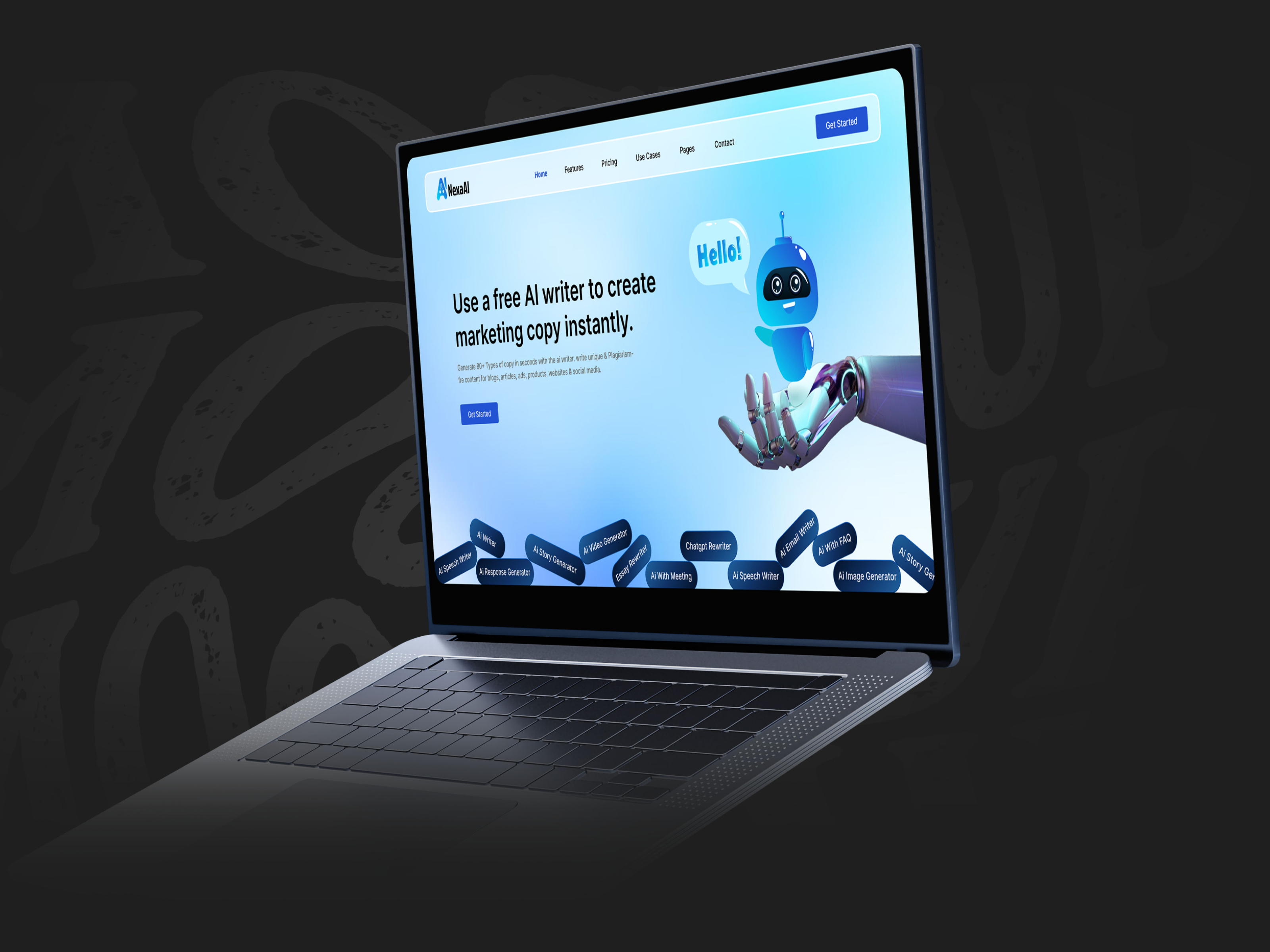 AI Writing Tool Website ai ai writing tool artificial intelligence chatbot copywriting design landing page ui uidesign uiux ux web web design website writing