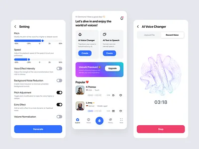VoiceAI - AI Voice Generator android ui.