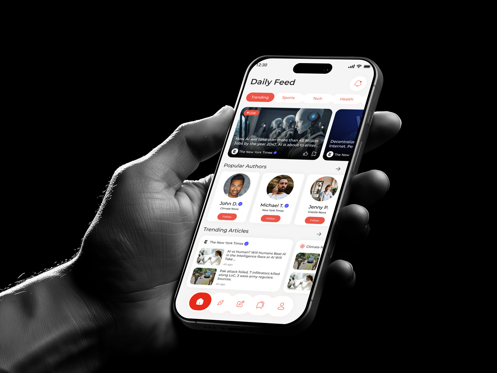 The Brief - News App app design article bmvsi breaking news bulletin global information latest minimal mobile national news news app news feed product product design social sports