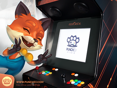 Game Time - Studio PUNCHev arcade arcadegames branding design digitalillustration fox foxy gameart gameillustration gui icons illustration interface logo punchev ui ux