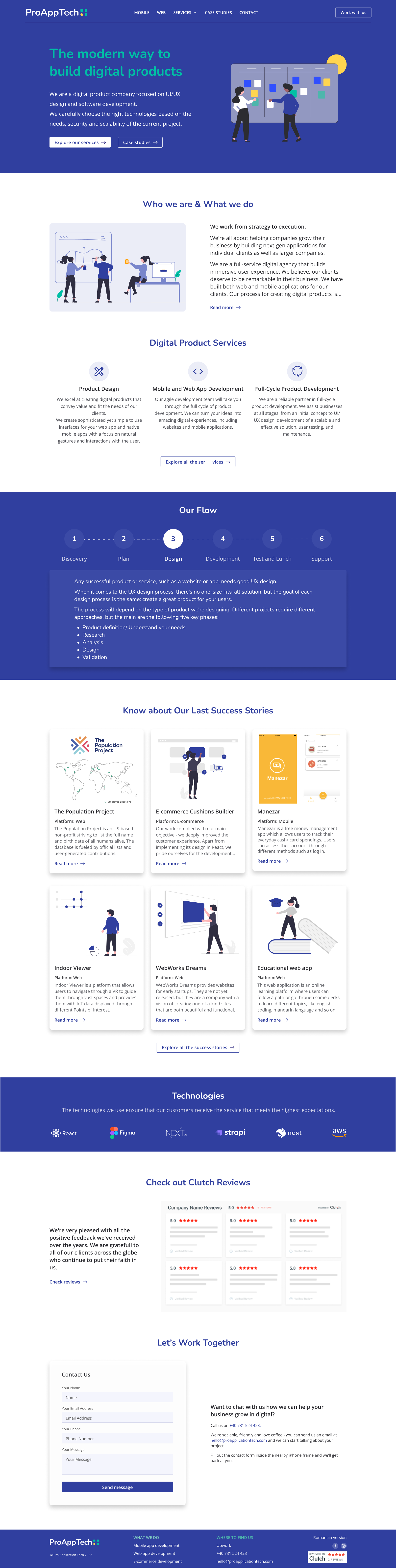 Website design for ProTechApp agency website branding logo ui ux website design