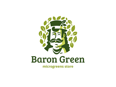 Baron Green baron brand branding cartoon character design elegant food graphic design illustration leag logo logotype mascot microgreen modern shop store
