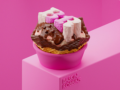 Baskin Robbins 3d blender blender3d cinema4d color design food graphic design ice cream illustration isometric typo typography ui
