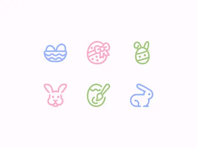 Pastel Cute Easter Icons branding bunny cute design easter egg flat graphic holiday icons illustration illustrator logo minimal rabbit streamline vector web