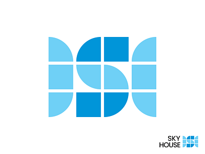 SkyHouse logo design concept, S+H Letter+House Windows (unused) alex escu alex escu logo designer brand identity branding logo logotype mark minimalism monogram sh sky house skyhouse logo symbol