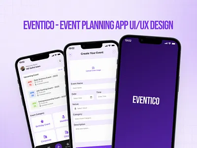 Event Planning App UI/UX Design - EVENTICO app design event planning app mobile app ui ui design uiux design user experience ux research visual design