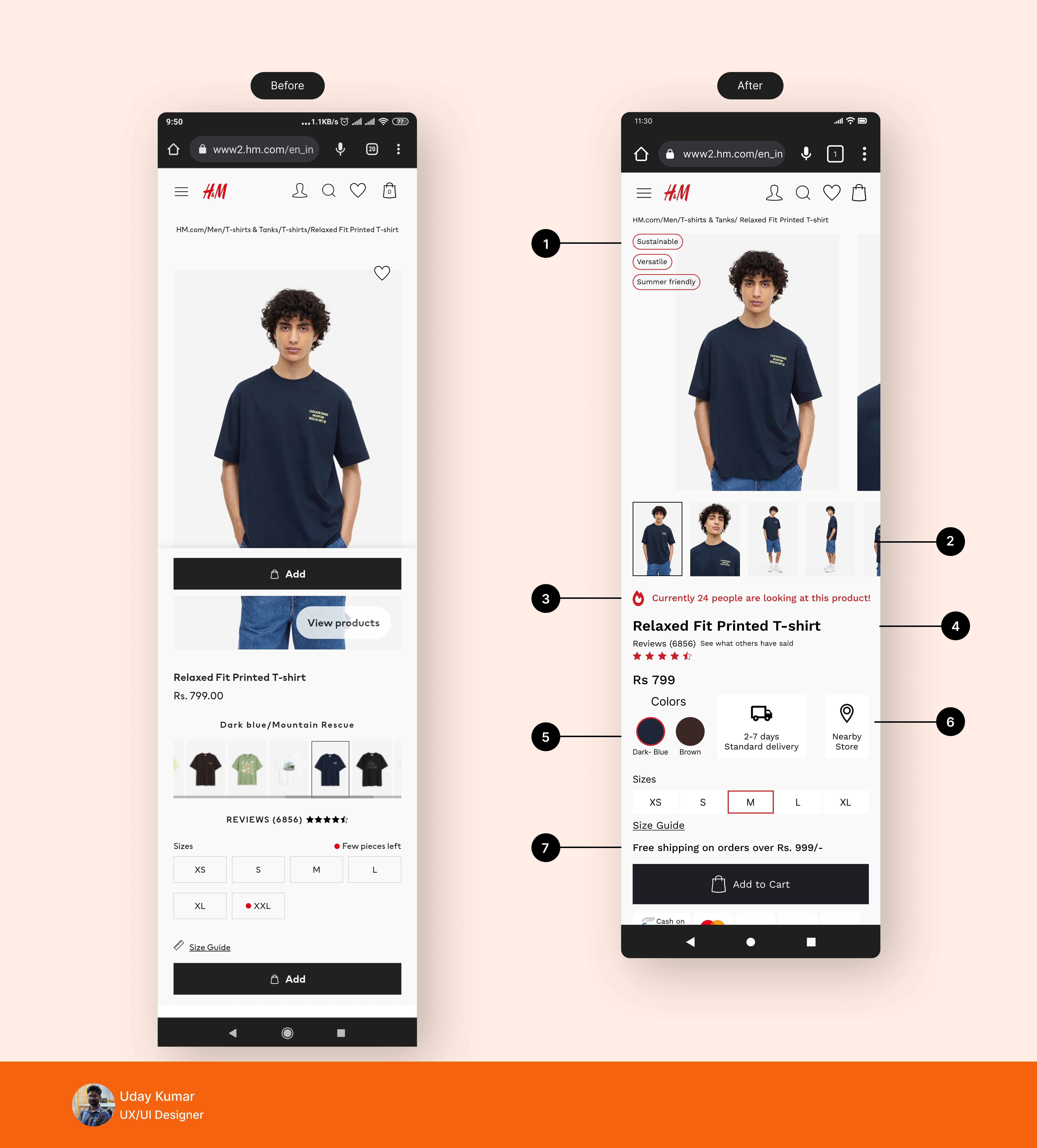 H&M Product Re-design average fold branding design e commerce figma light mode mobile design product page re design ui