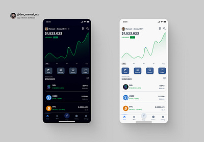 Crypto Wallet UI – Light & Dark Mode appdesign blockchain branding crypto cryptowallet darkmode designinspiration designtrends digitalwallet financeapp lightmode minimaldesign mobileapp ui uidesign uiux userinterface ux uxdesign uxtrends