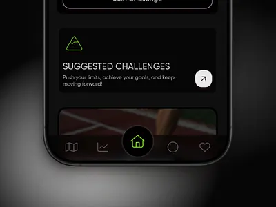 Suggested Challenges app card darktheme design figma glassmorphism mobile product runnerapp ui userexperience ux