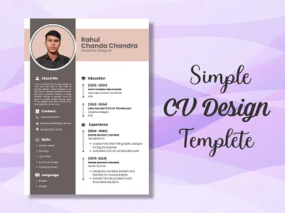 Simple CV Design Template creative cv dessign cv cv design cv templete design simple cv design
