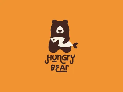 Hungry Bear logo animal animal logo bear bear design bear food bear logo branding fish fish design fish logo food food logo hungry hungry bear logo minimal minimalist minimalist logo modern