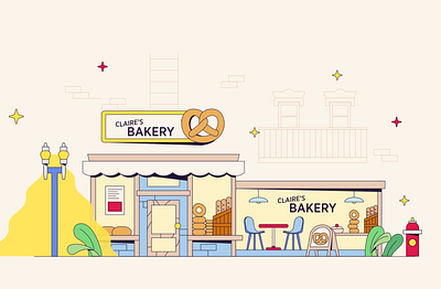 Bakery animation animated graphics animation bakery cafe city coffee shop food graphic design motion graphics pastry restaurant street vector