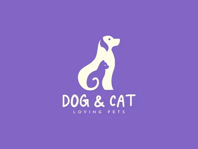 Dog Cat Logo animal logo cat cat logo cat lover creative logo dog dog logo dog lover logo logo design minimalist pastel design pastel logo pet pet care pet logo pet lover petcare logo purple soft color