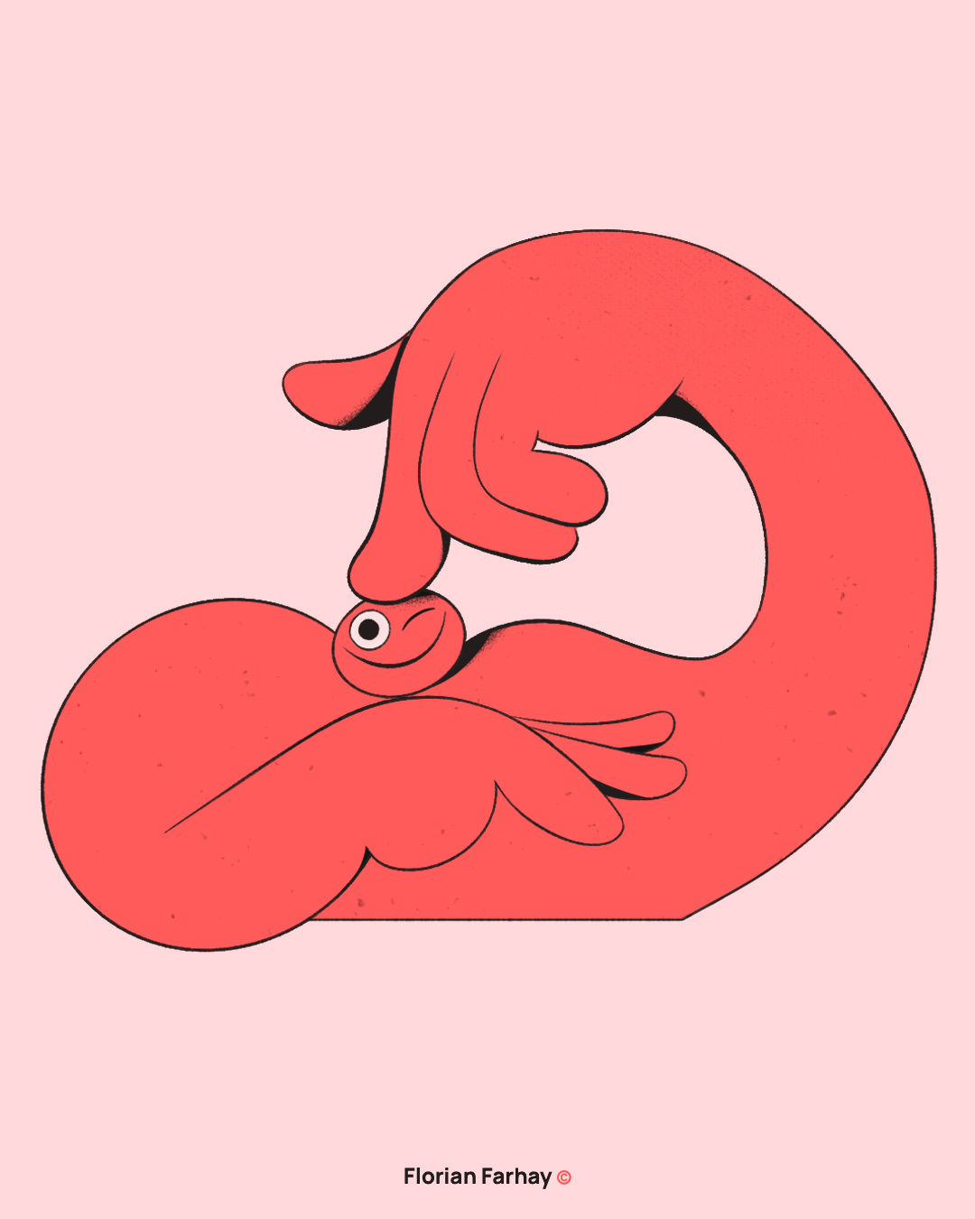 Red 🔴 blink character character art character design curve cute eyes farhay florian farhay funny hand hands happy humor illustration minimal organic red shape texture
