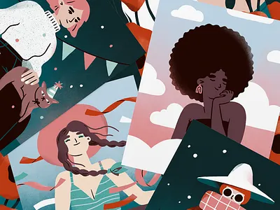 Fun with Faces Portraits diversity female girls illustration portrait women