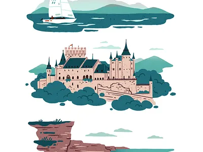Songs of the Open Road II Travel boat castle china cliff illustration paris travel