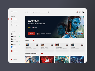 Movie - ( Video , Multimedia Player ) Stream aesthetic avatar 2 design imbd live channels media player minimal movie movies multimedia play player stream streaming ui ux video video stream watch