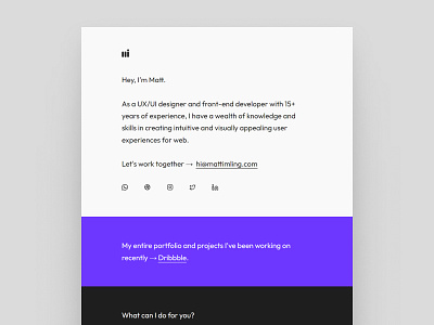 Personal resume page animation black clean creative cv grey home minimal minimalism personal portfolio presentation purple resume simple typography white