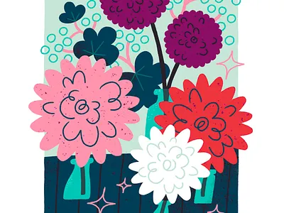 Dahlias Illustration bouquet dahlias flowers illustration
