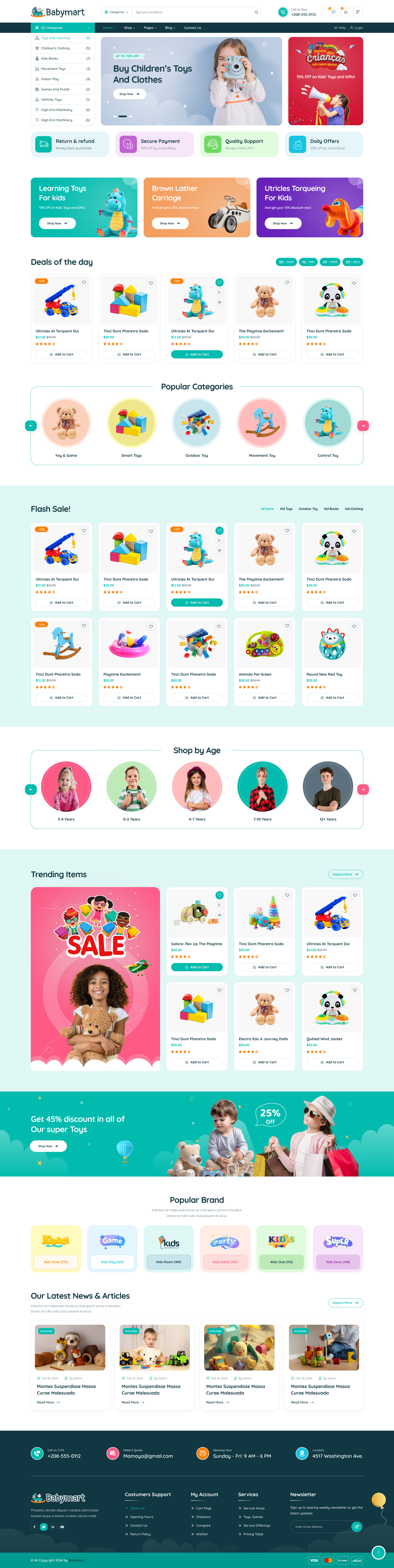 Best Baby Shop and Kids Store Website Template baby clothe store baby shop baby shop ui children graphic design kids store toy shop toy store toy website ui