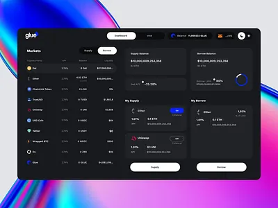 Glue all-in-one crypto/gold trading app animation crypto trading app empathy map glue logo personas presentation product design wireframes