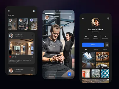 Carita - Social media mobile app - carita clean dark freelance freelancer indonesian indonesianfreelancer mobile app social social media ui work
