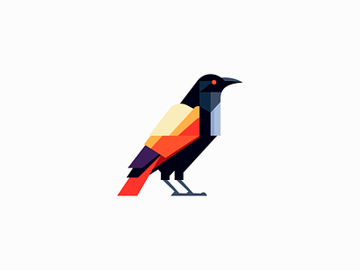 Geometric Crow Logo animal bird branding crow design emblem geometric icon identity illustration intelligence logo mark nature original premium raven symbol vector wisdom
