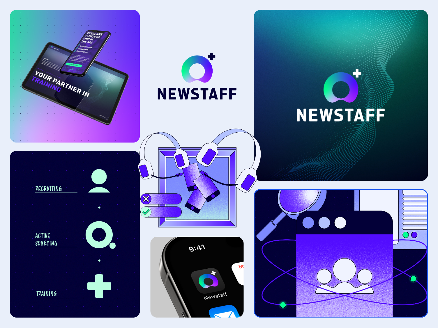 360° Branding - Newstaff animation background branding corporate design graphic design icon illustration logo pattern platform service webdesign webflow