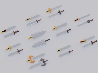 Low-poly Sword pack 3d blender colorful design game gameasset low poly lowpoly sword