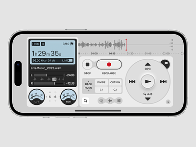 Voice Recorder 2 (Light) app application audio concept control controller design display panel record recorder sketch sony ui