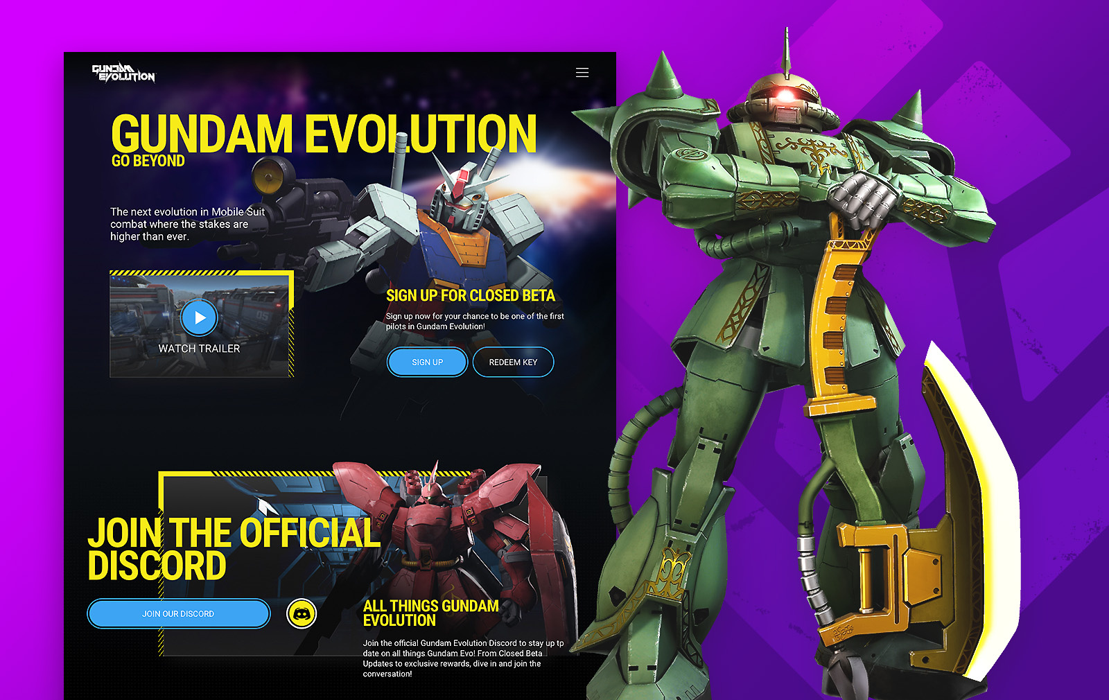 Gundam Evolution - Bandai Namco anime bandai namco branding concept design figma fps game design gaming grid gundam japan layout mobile suits robots ui ux video games web design wireframe