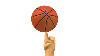 Spin the ball 3d animation ball basketball finger hand render