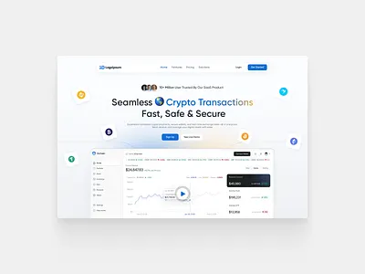 Crypto Saas landing Page crypto crypto design design inspiration figma fintech graphic design hero section landing page lightmode saas ui uidesign uiux ux web design