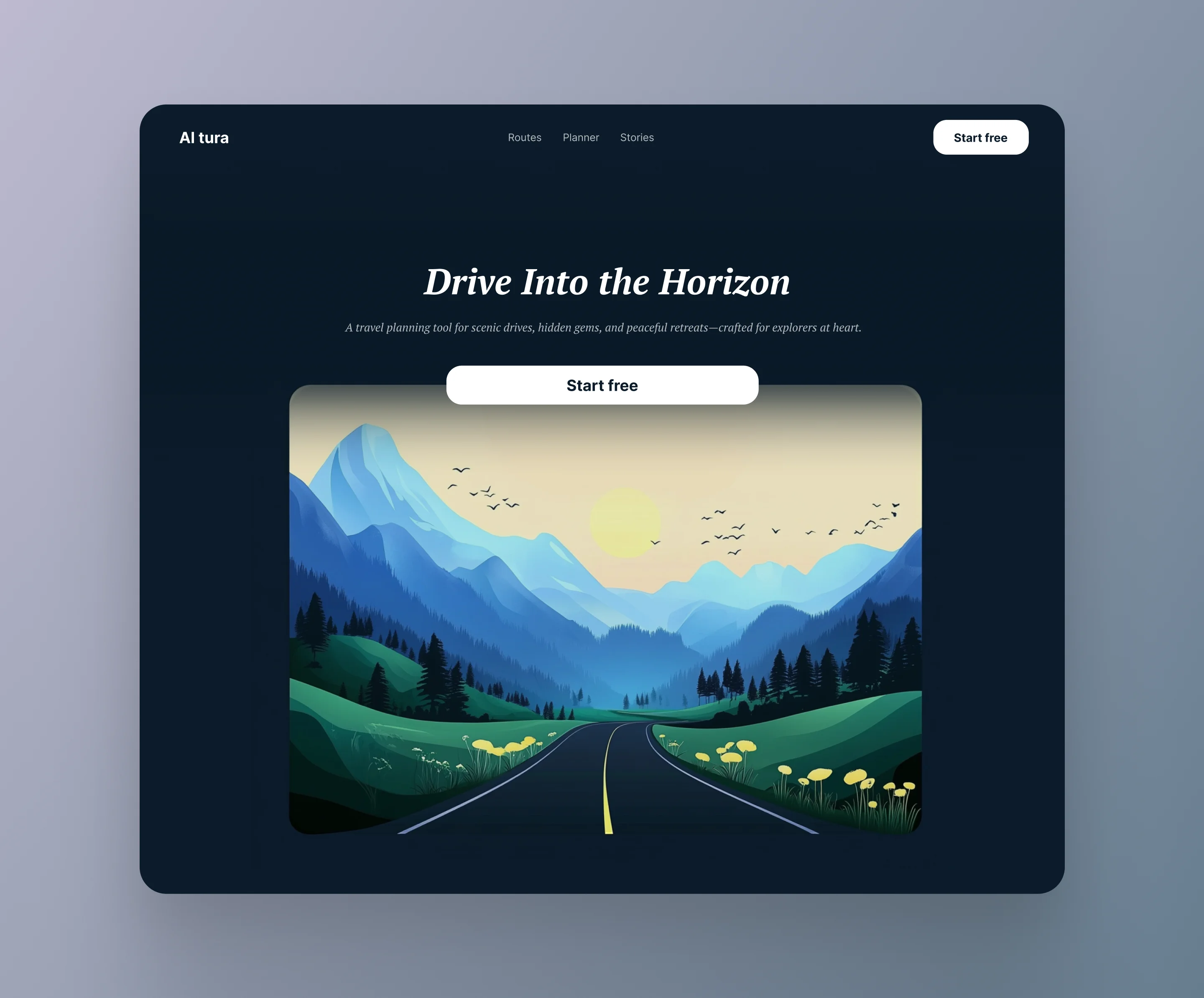Altura – Scenic Journey Planner Landing Page branding clean design hero illustration nature ui ux