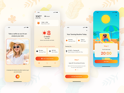 ☀️ Tantime - Tanning Guide App 🌴 ai app design application figma mobile tanning ui ui design warm tones