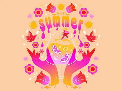 Summery Vibrant Illustration- Tropical Bliss art artistic design artwork colorful colorful art creative digital art floral elements flowers hand symbol illustration insparation inspire light colors summer summer bloom summer drink summery design tropical bliss vibrant
